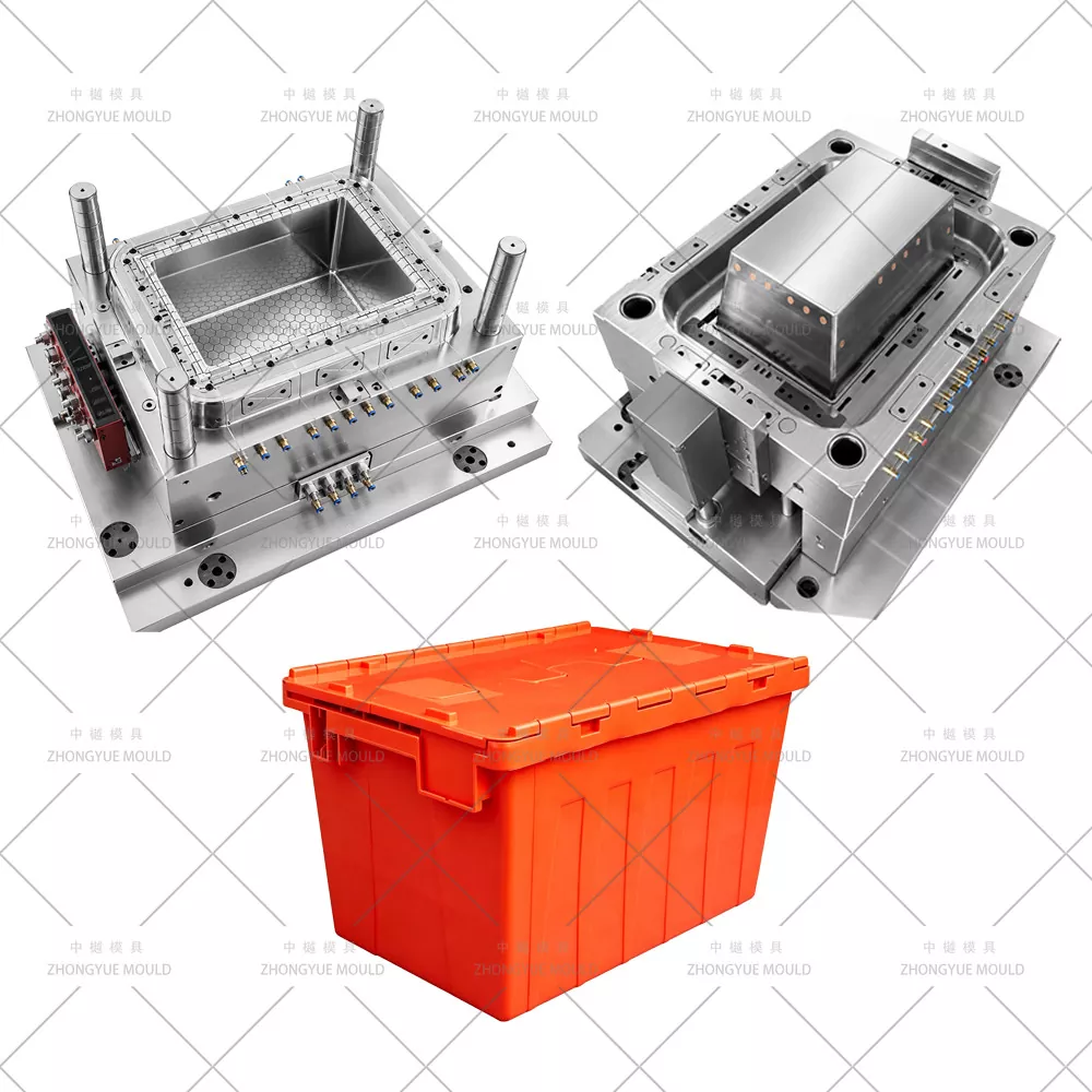 Caisse de stockage empilable logistique en plastique avec moule de couvercle