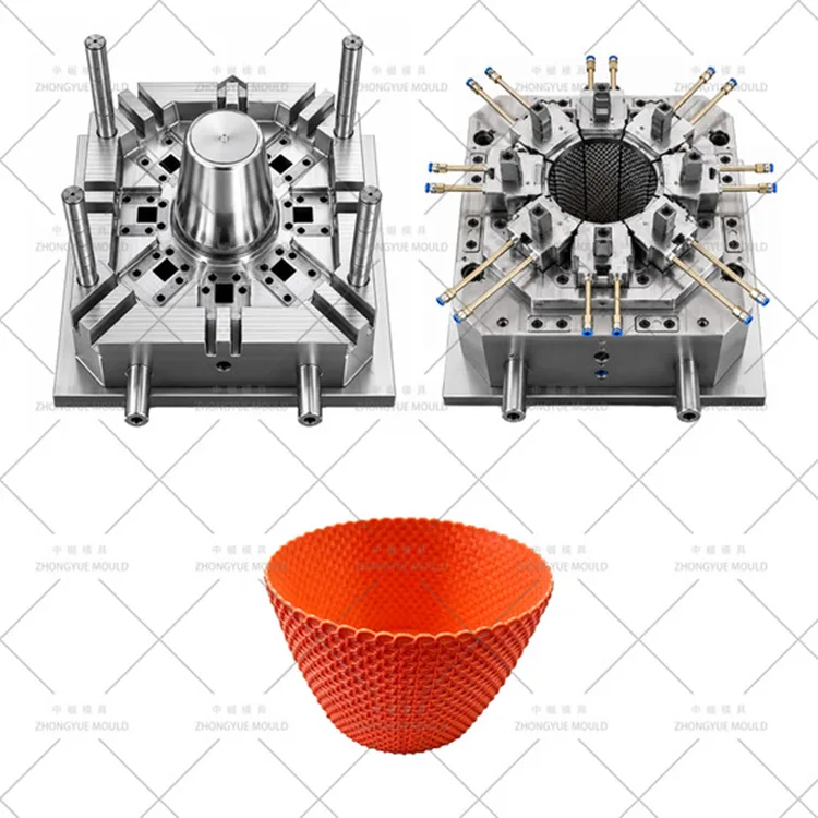 Moule de pot de fleur rond en rotin en plastique