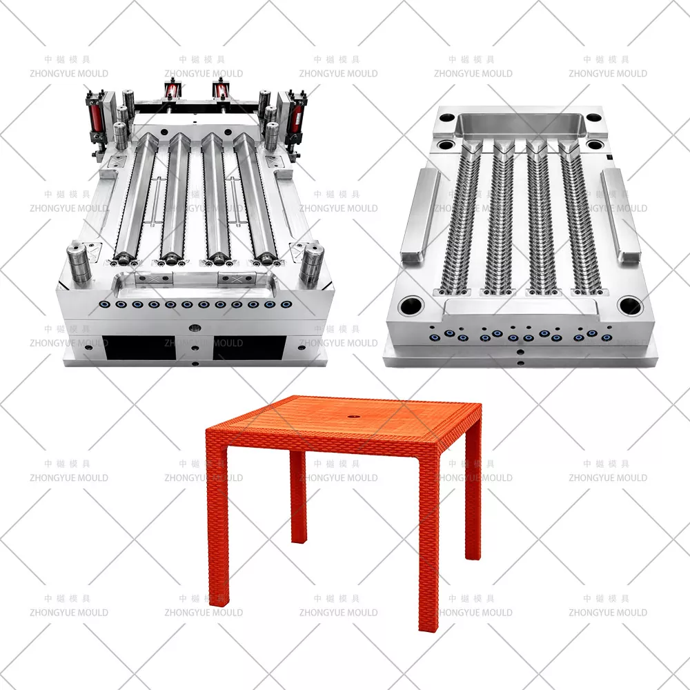 Moule de pied de table en rotin fendu en plastique